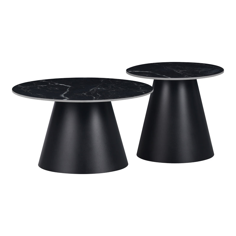 Странична маса Fabrin черен мрамор, синтерован камък-черен метал