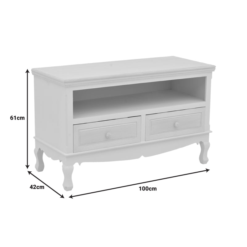 Шкаф за тв Joliene натурален-античен бял цвят мдф 100x42x61см