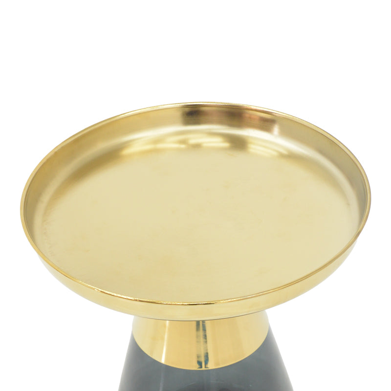 Холна маса Kunlo злато хром-черно стъкло D50x53.5см