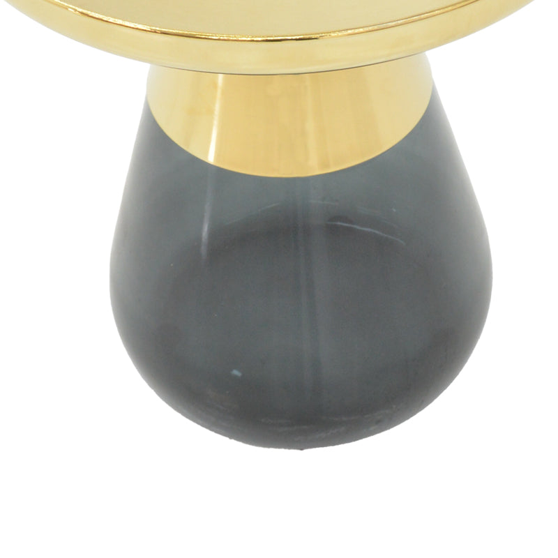 Холна маса Kunlo злато хром-черно стъкло D50x53.5см