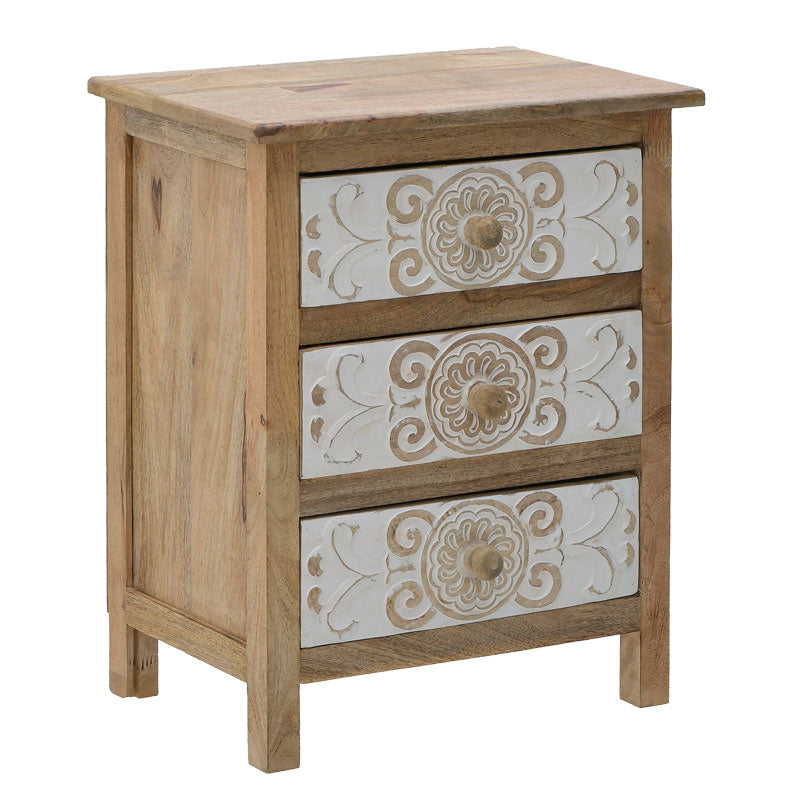 Дървено резбовано чекмедже 3-50-245-0017 естествено-бяло 50x32x61см