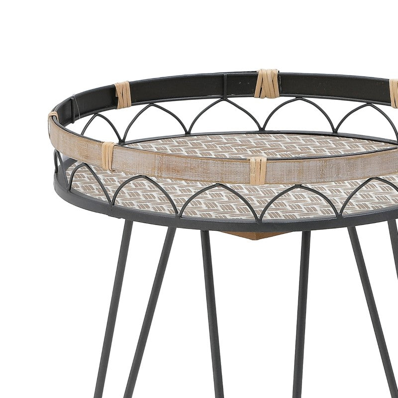 Холна маса Erzmo естествено-черен метал-дърво Д40х56см