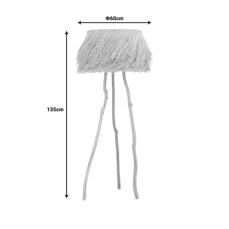 Подова лампа Herfo E27 ратан в естествен цвят D60χ135см