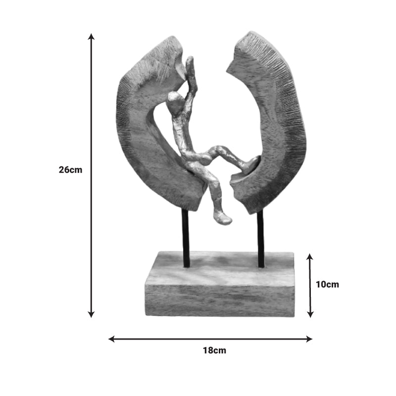 Декорация за маса Vualo естествено мангово дърво-алуминий 18x10x26cm