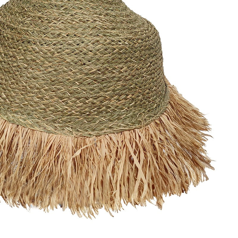 Таванна лампа Boher  от морска трева в естествен абажур Φ33x76см