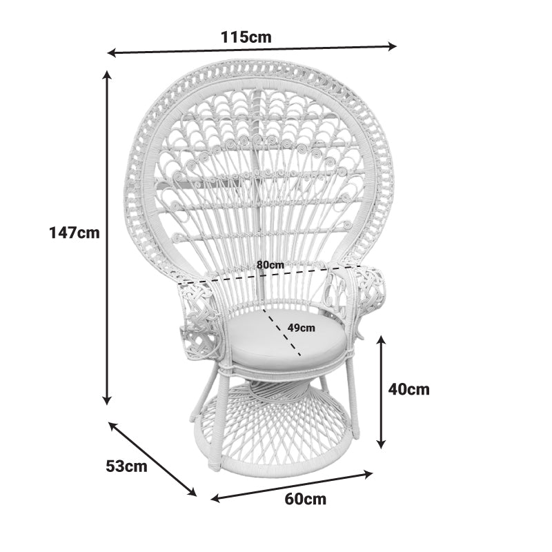 Фотьойл dorothy  с бежова възглавница-естествен ратан 115x53x147см