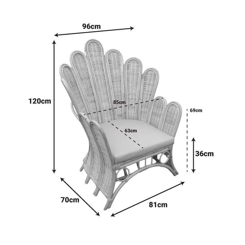 Фотьойл fragia  с бежова възглавница-естествен ратан 85x96x120см