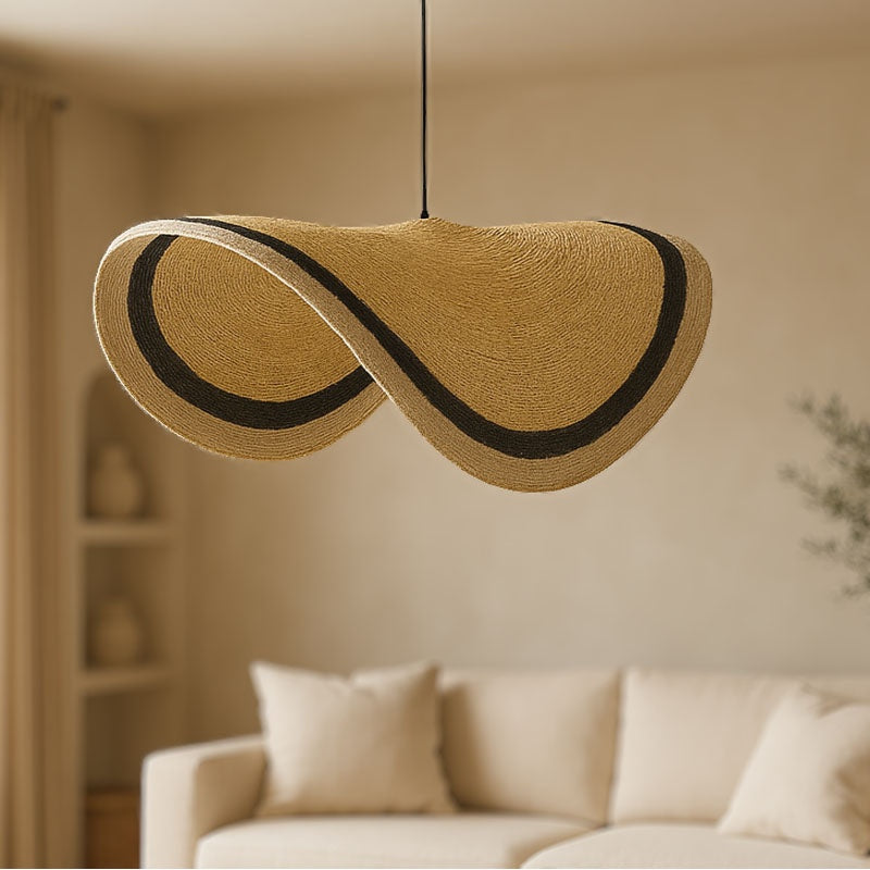 Плафон Hatchie естествено-черно-бяла морска трева-желязо D70x123см