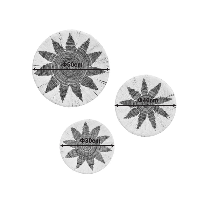 Стенна декорация circy плетен комплект от 3 части в бяло-бежов цвят