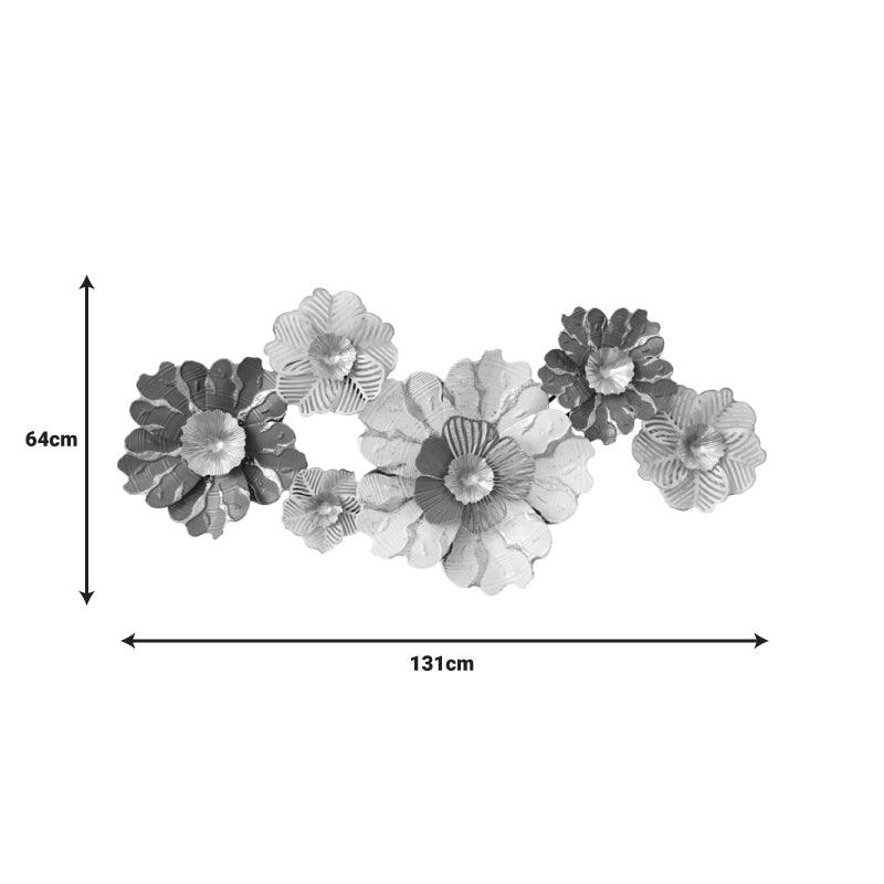 Дейзи метална декорация за стена в златисто бял нюанс 131x64x9.5