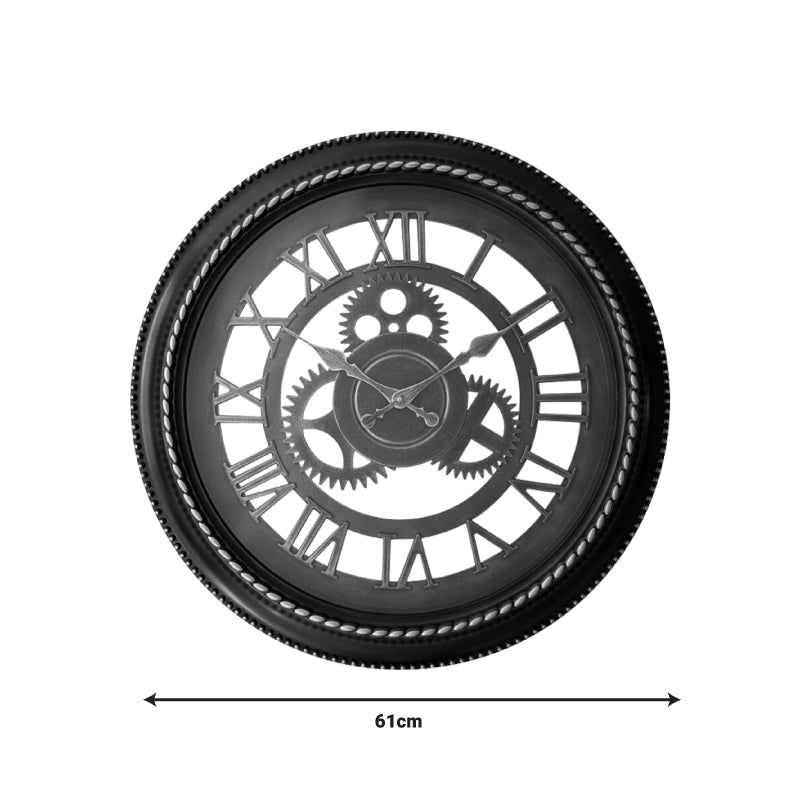 Стенен часовник Ferm в античен черен и златист тон D61x6cm