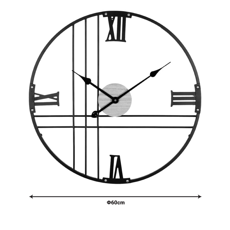 Стенен часовник Latine метал в черен нюанс 60x2.5x60см