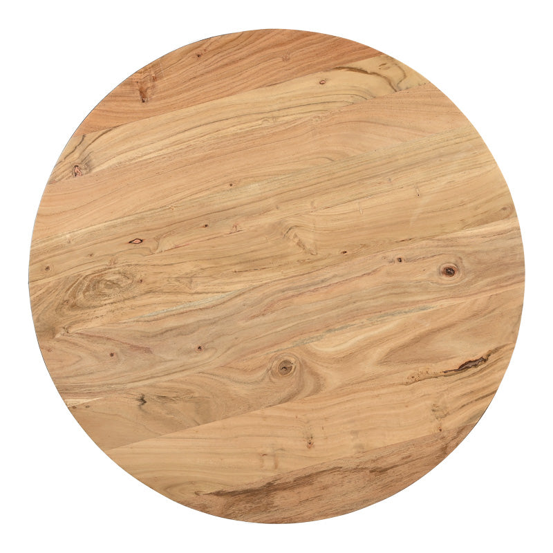 Холна маса coffelty акациево дърво масив - бял метал д90х40см