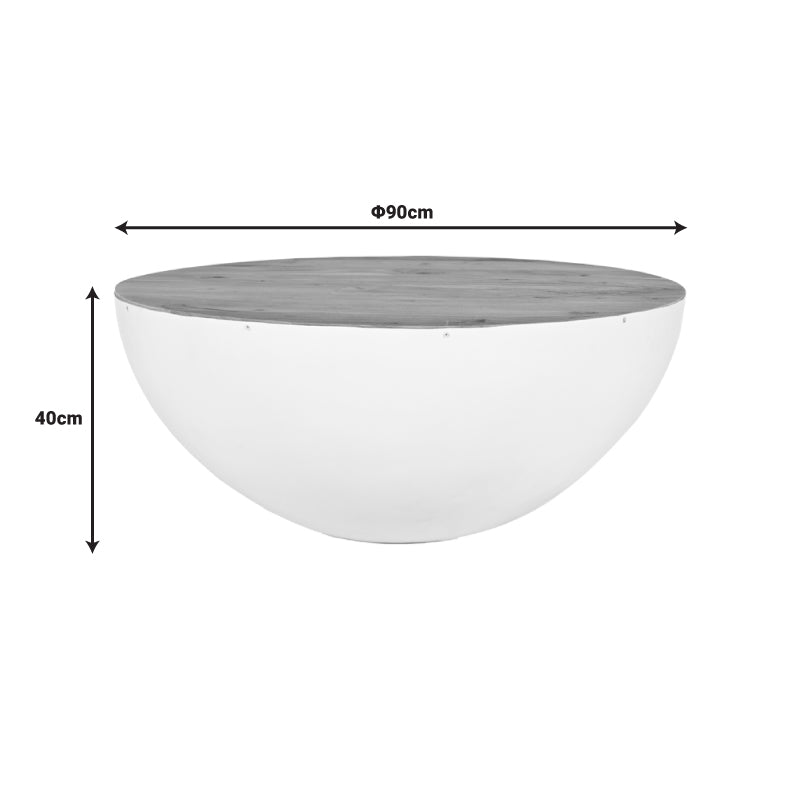 Холна маса coffelty акациево дърво масив - бял метал д90х40см