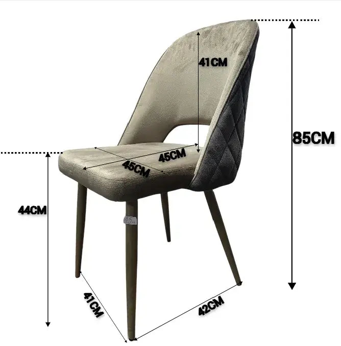 Трапезен стол Мигел/кадифе бежов/кафяв -двуцветен