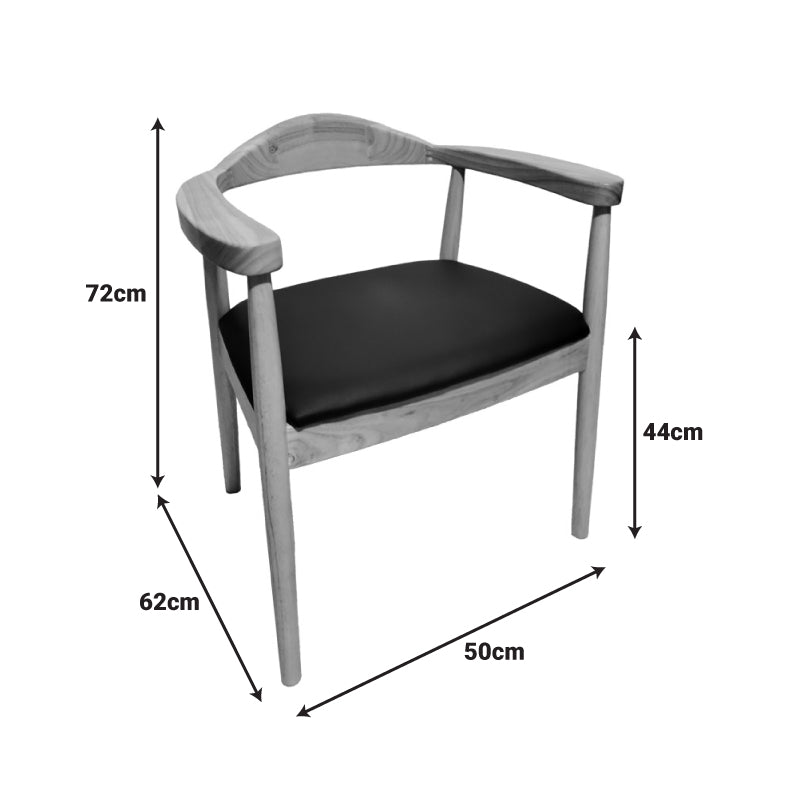 Фотьойл joube естествен цвят каучуково дърво и черна pu възглавница 59x48x73cm