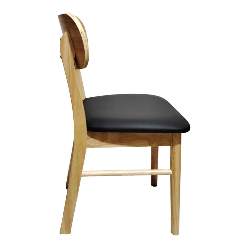 Стол bedona естествен цвят каучуково дърво и черна pu възглавница 47x46x80cm