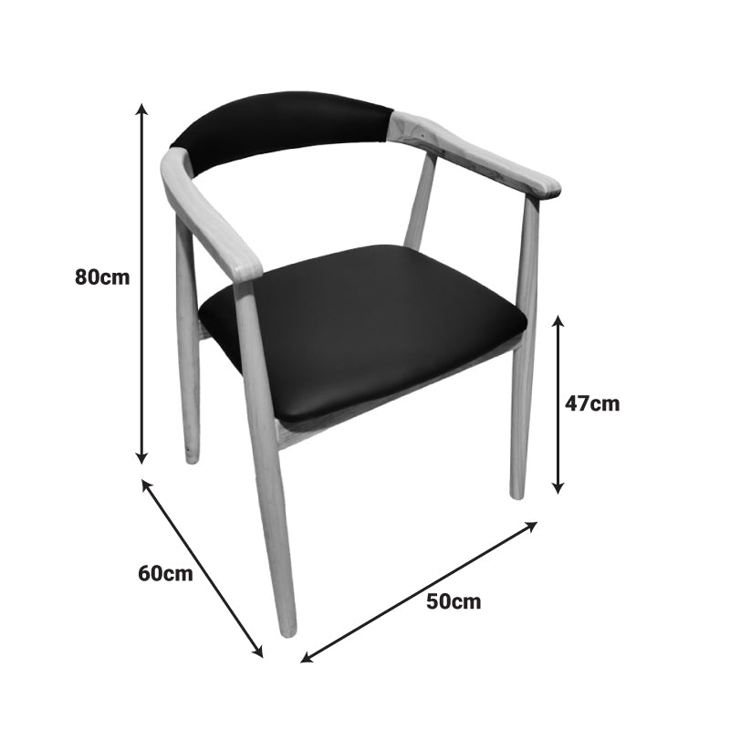 Sandi кресло от каучуково дърво в естествен нюанс с черна pu възглавница 50x60x80cm