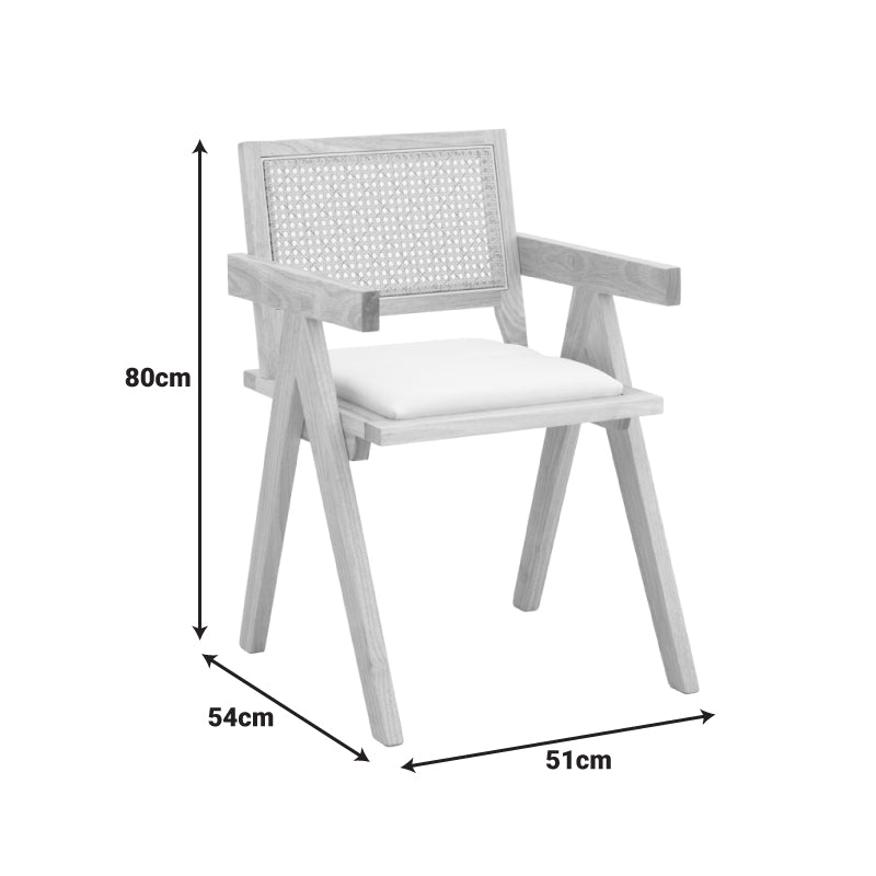 Фотьойл winslow d, каучуково дърво, в естествен бял нюанс, плат 51x54x80см