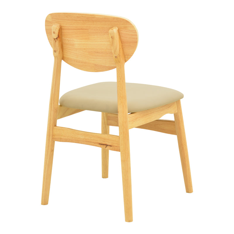 Стол Cardith - Каучуково дърво с бежова PU кожа 48x51x78см