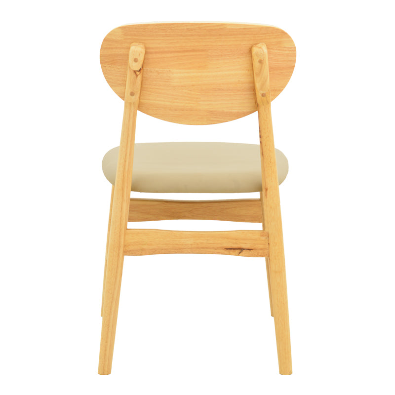 Стол Cardith - Каучуково дърво с бежова PU кожа 48x51x78см