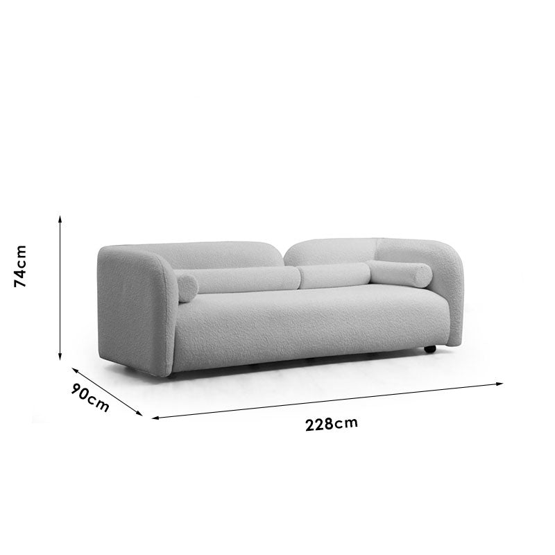 3 местен диван Tranquil I плат букле крем 228x90x74см