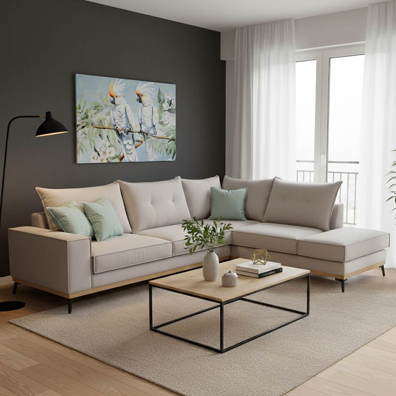 Ъглов диван Luxury ляв ъгъл дамаска ciel 290x235x95см