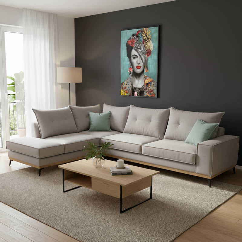 Ъглов диван Luxury десен ъгъл дамаска -ciel 290x235x95см