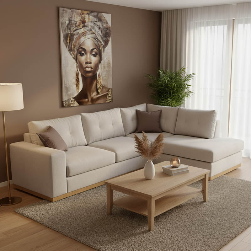 Ъглов диван Boston ляв ъгъл дамаска крем-мока 280x225x90см