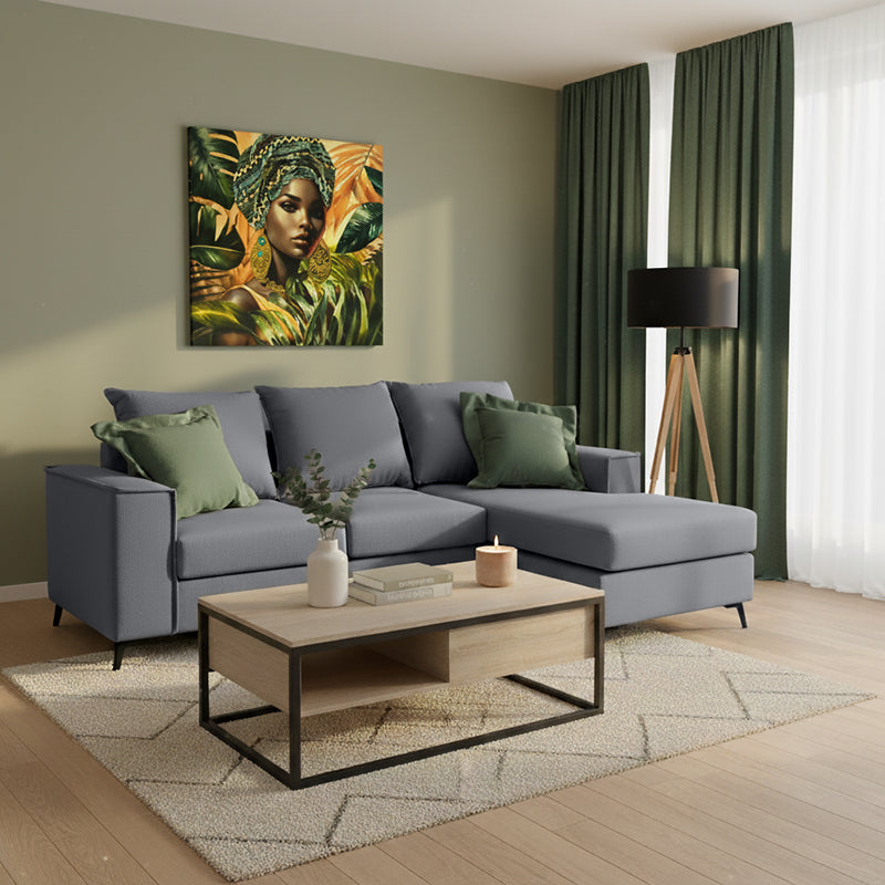 Ъглов диван Fabulous реверсивен/ плат въглен-кипарис 240x165x95см