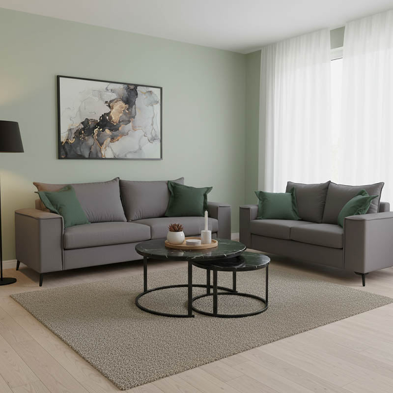 Холова гарнитура Verona 2 бр/ 2-3 местен антрацит дамаска с възглавници кипарис