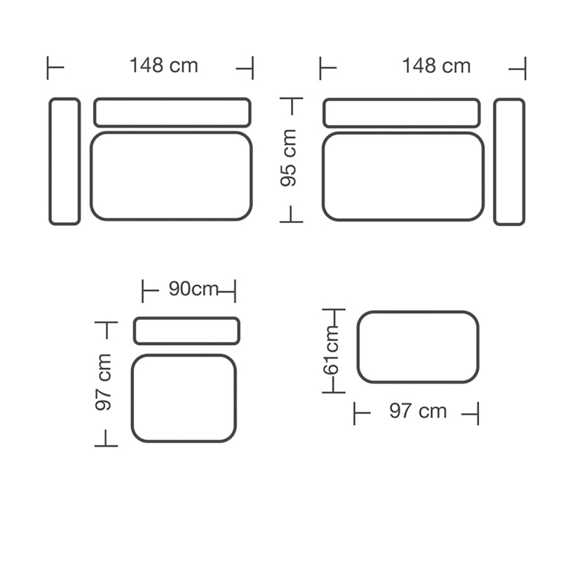 Обръщащ се полиморфен диван London светлосив плат-сиви възглавници 296x246x95см