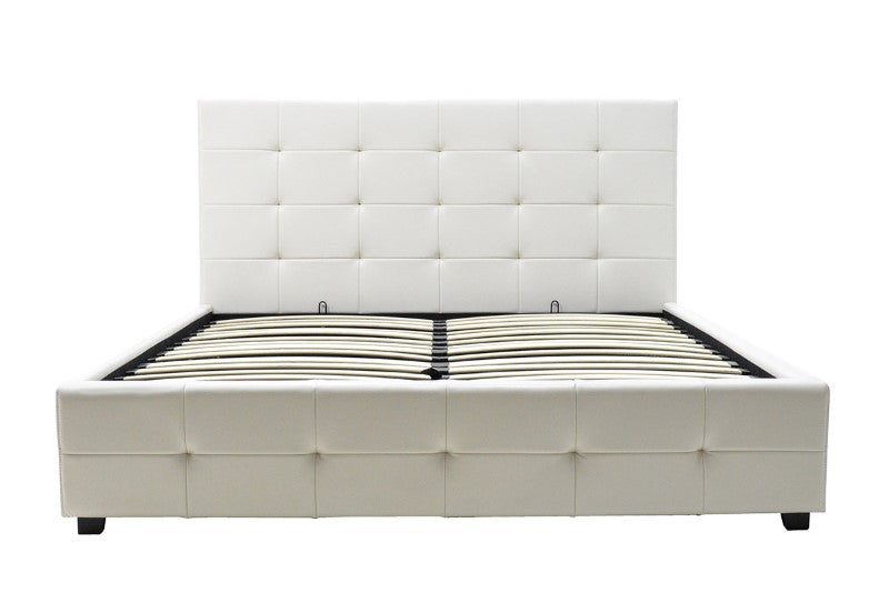 Двойно легло Roi PU с място за съхранение в бял мат 160x200