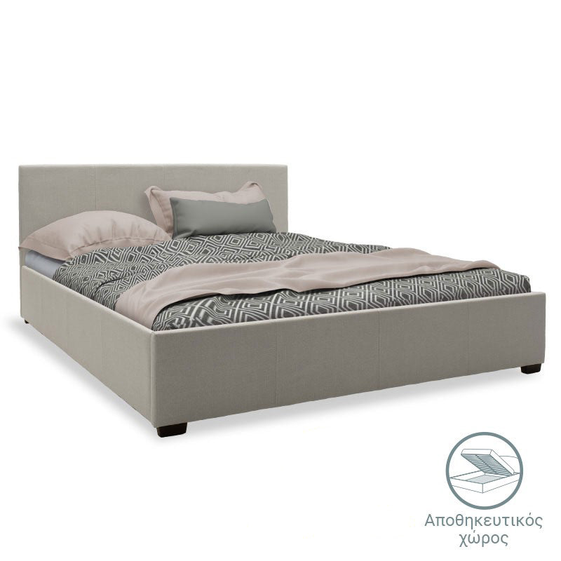 Двойно легло Norse с място за съхранение в сив плат 160x200см