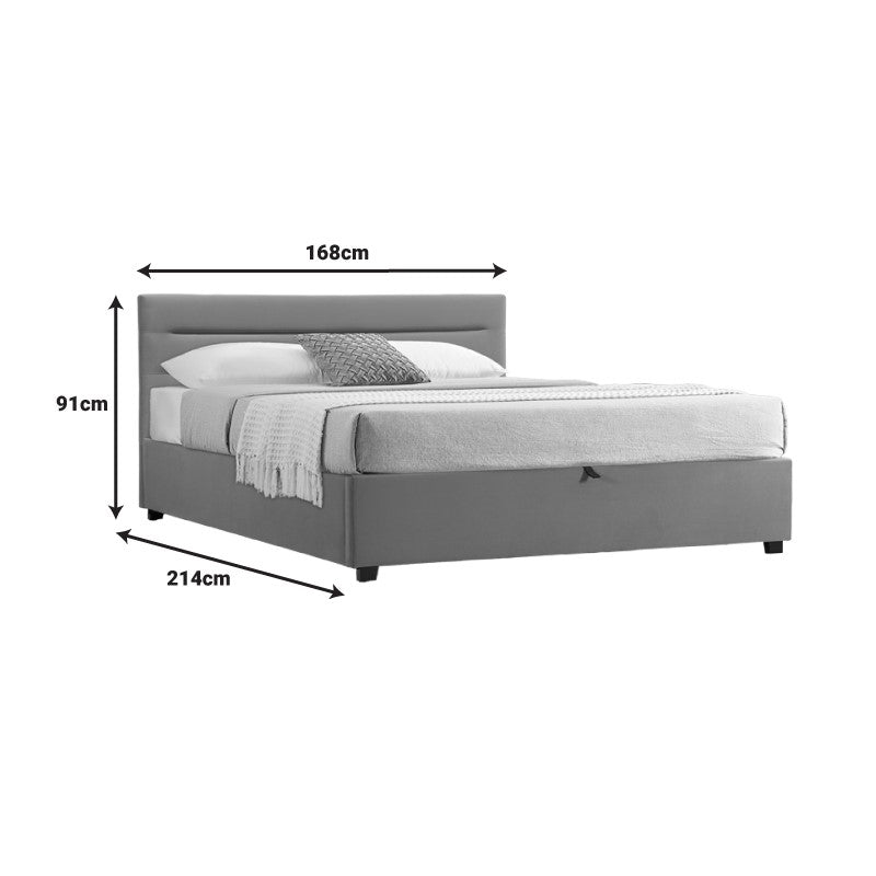 Двойно легло Molito velvet в светло сив цвят с място за съхранение160x200см