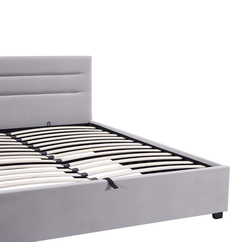 Тапицирана спалня Мolito кадифе в сив нюанс с място за съхранение 150x200 см