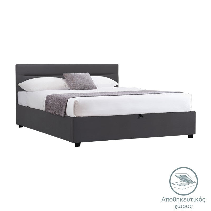 Кадифено легло Molito в черен нюанс с място за съхранение 150x200 см