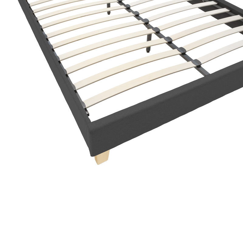 Легло Mago тъмно сив цвят дамаска с естествен цвят дърво крак 160x200см