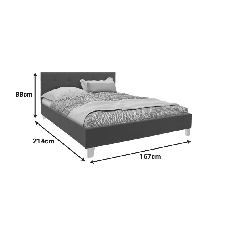 Легло Mago тъмно сив цвят дамаска с естествен цвят дърво крак 160x200см