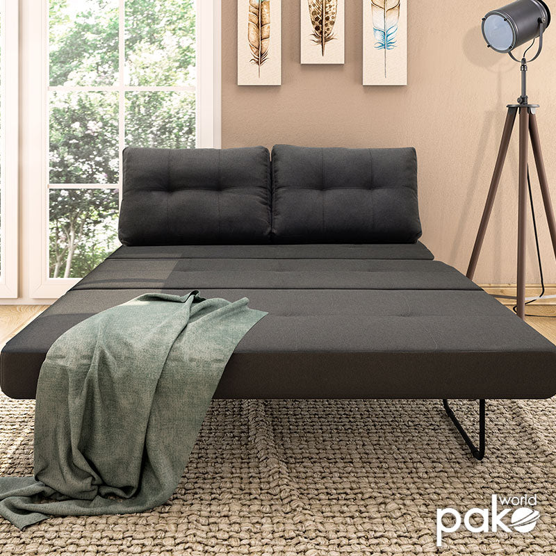 Фотьойл - легло Fancy с дамаска в тъмно сив цвят 150x92x77см