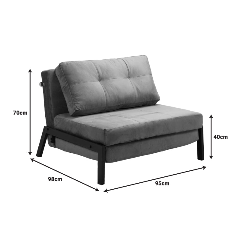 Фотьойл-легло Fancy плат в нюанс антрацит и черен метален крак 95x98x70см