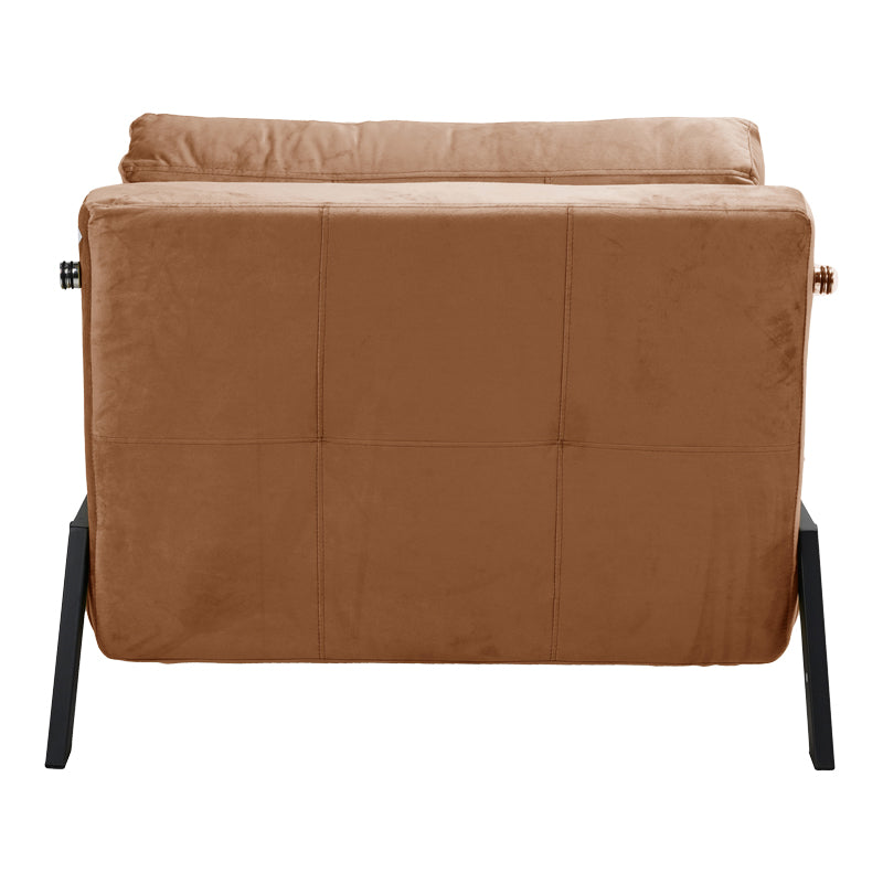 Кресло-легло Fancy velvet в нюанс на гнила ябълка и черен метален крак 95x98x70см