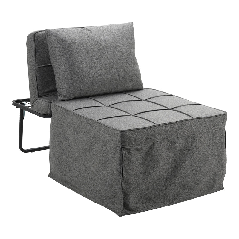 Табуретка-легло Grejio плат в сив нюанс и черен метален крак 70x70x45см