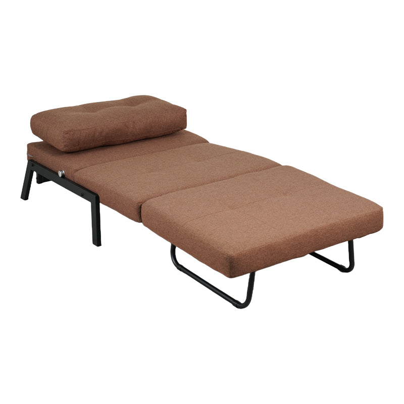 Луксозен фотьойл-легло с кафява тъкан и черен крак 95x98x70см