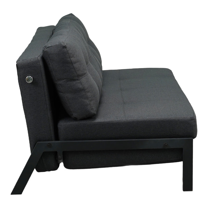 2-местен разтегателен диван Fancy с плат в тъмносив цвят и черни крака 150x92x77см