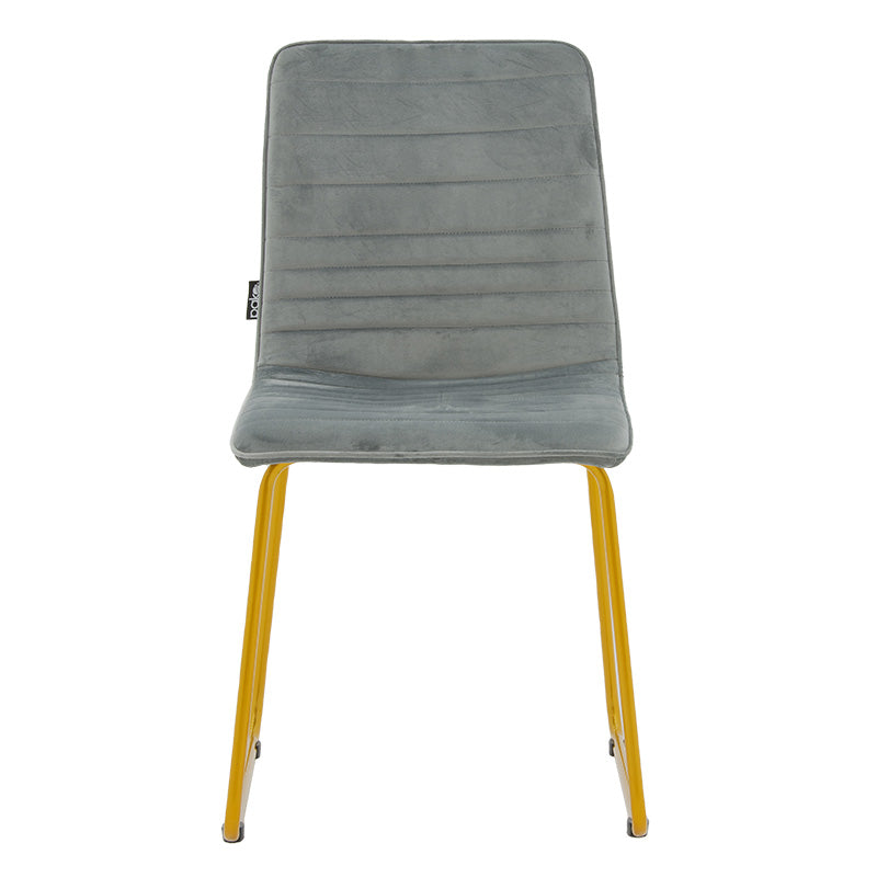 Стол Amalia метален златен с кадифе сиво