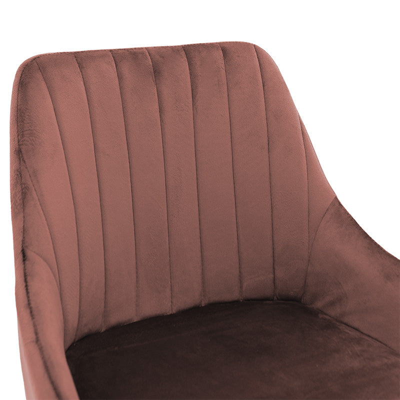 Бар стол Patrin метални черни крака - кадифе цвят гнила ябълка 98см