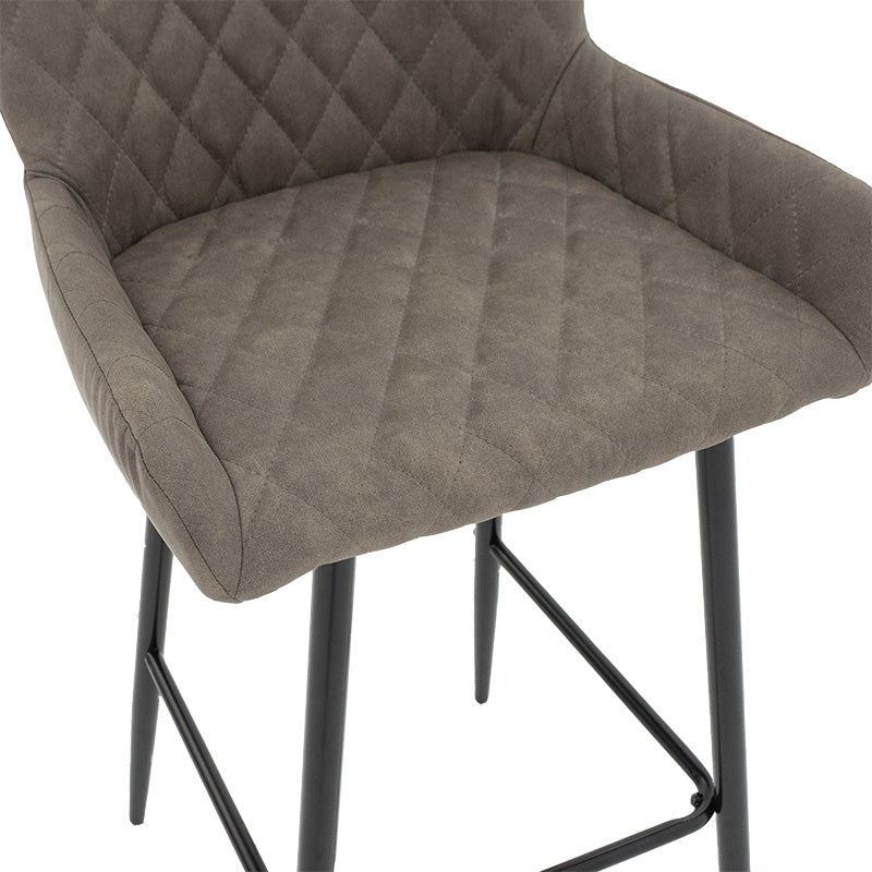 Бар стол Delicacy метални черни крака-дамаска антик сиво-кафяв цвят