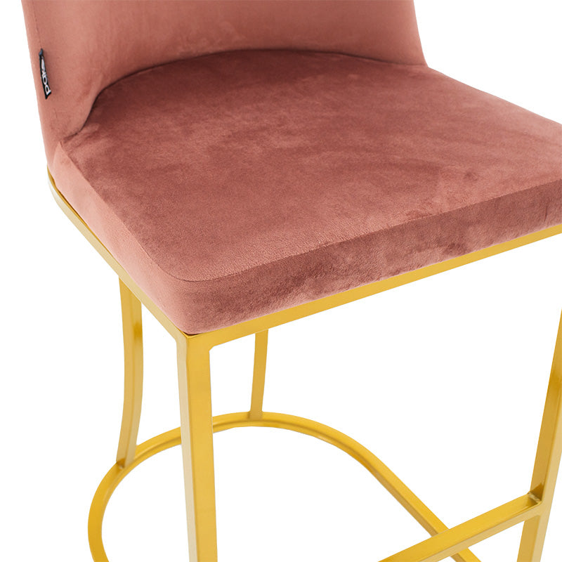 Бар стол средна височина Империал метални златисти крака-кадифе гнила ябълка 95см