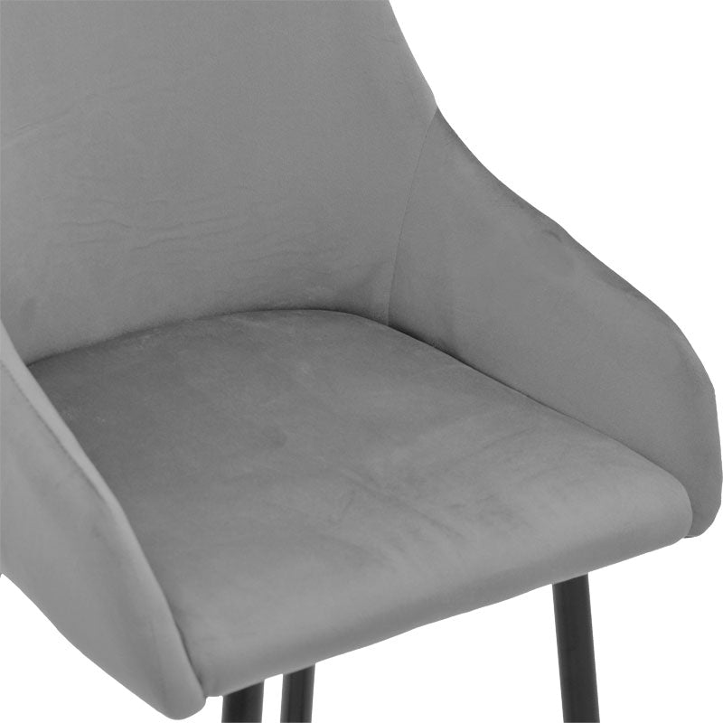 Бар стол Lithe метални златисто черни крака-сиво кадифе 47x44x98см